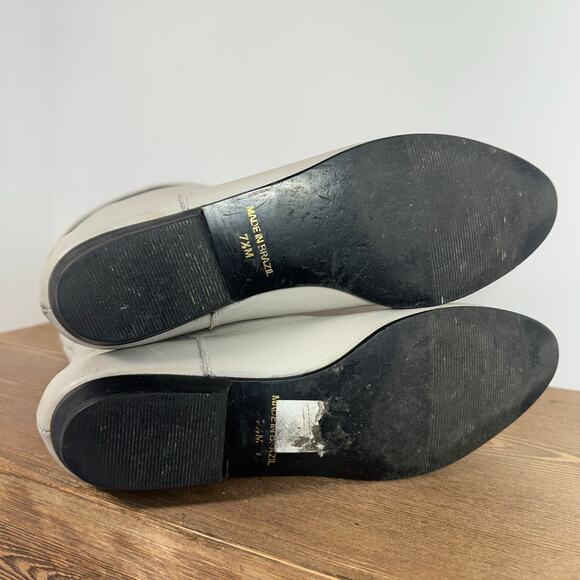 Cobbie White Leather Slouchy Boots SZ 7.5 Boho Ruched Quality Brazil Cowgirl 70s - Picture 10 of 13